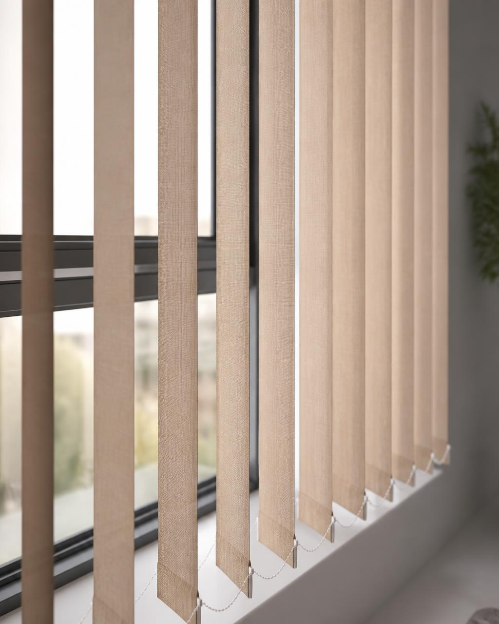 Vertical blinds covering a wide office window in Coimbatore