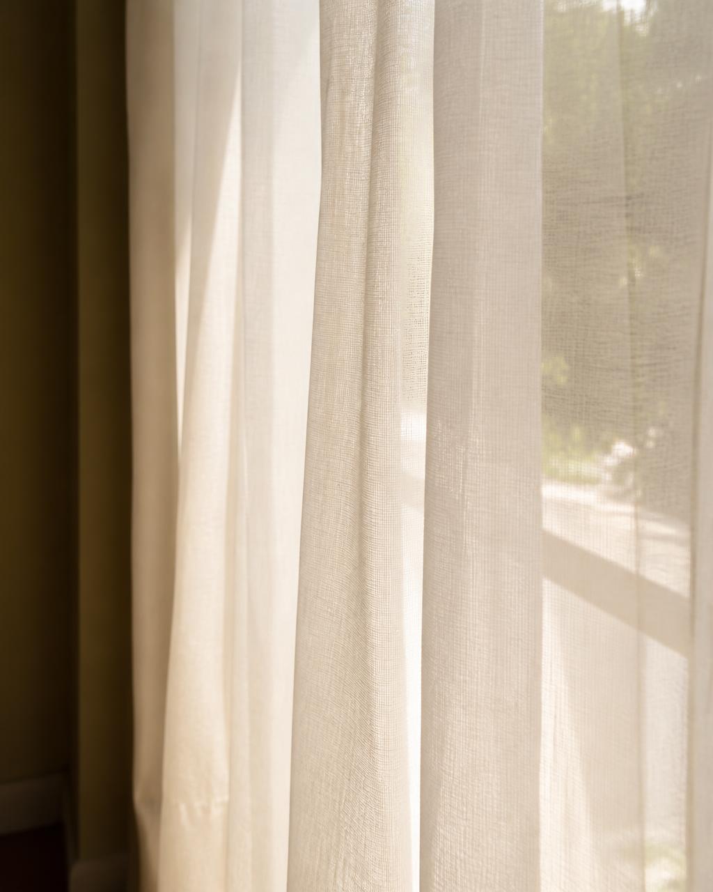 Sheer curtains filtering daylight in a Coimbatore living room
