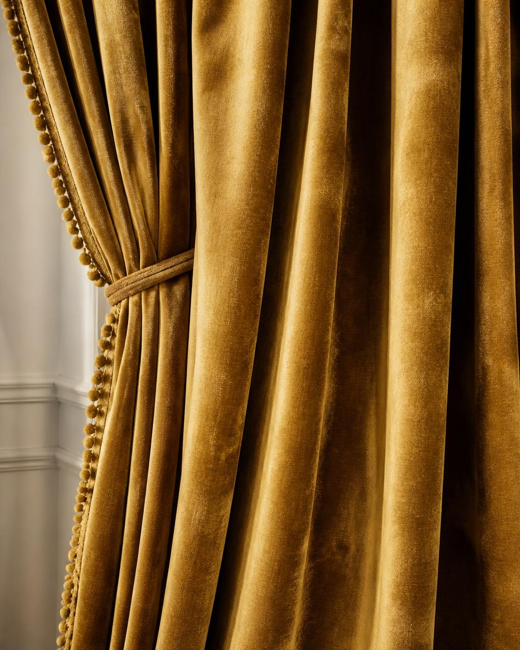 Velvet designer curtains framing a tall window in Coimbatore