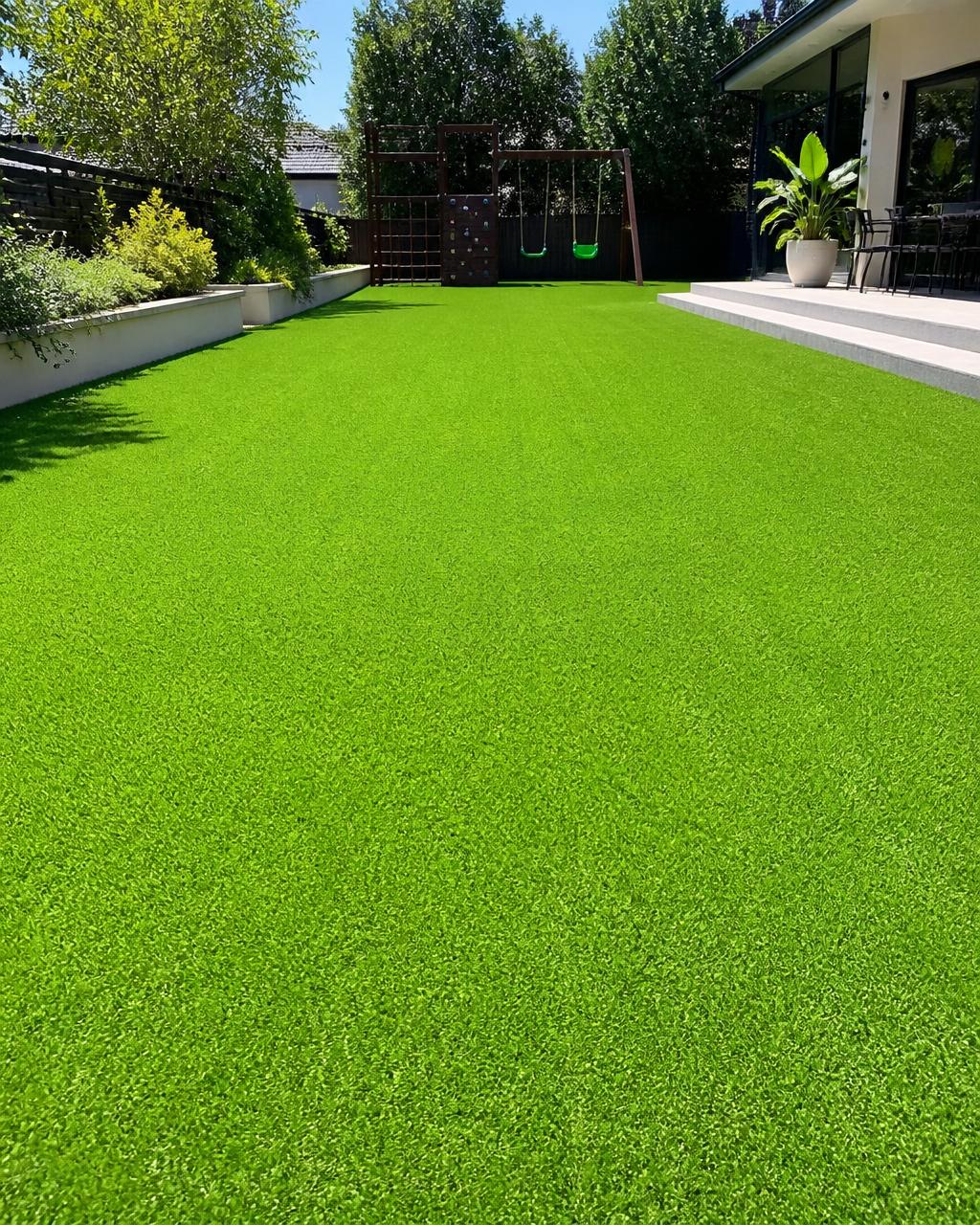 Artificial grass lawn in front of a Coimbatore home with no watering needed