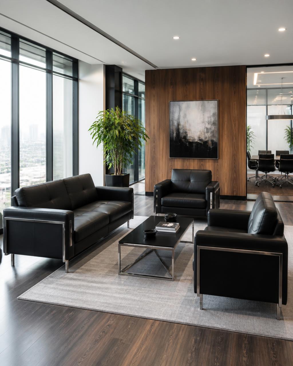 Office reception sofa upholstered in durable fabric in Coimbatore